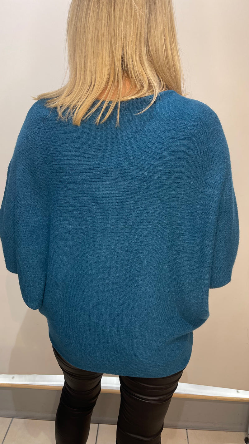Orla - Teal Soft Bat-Wing Jumper