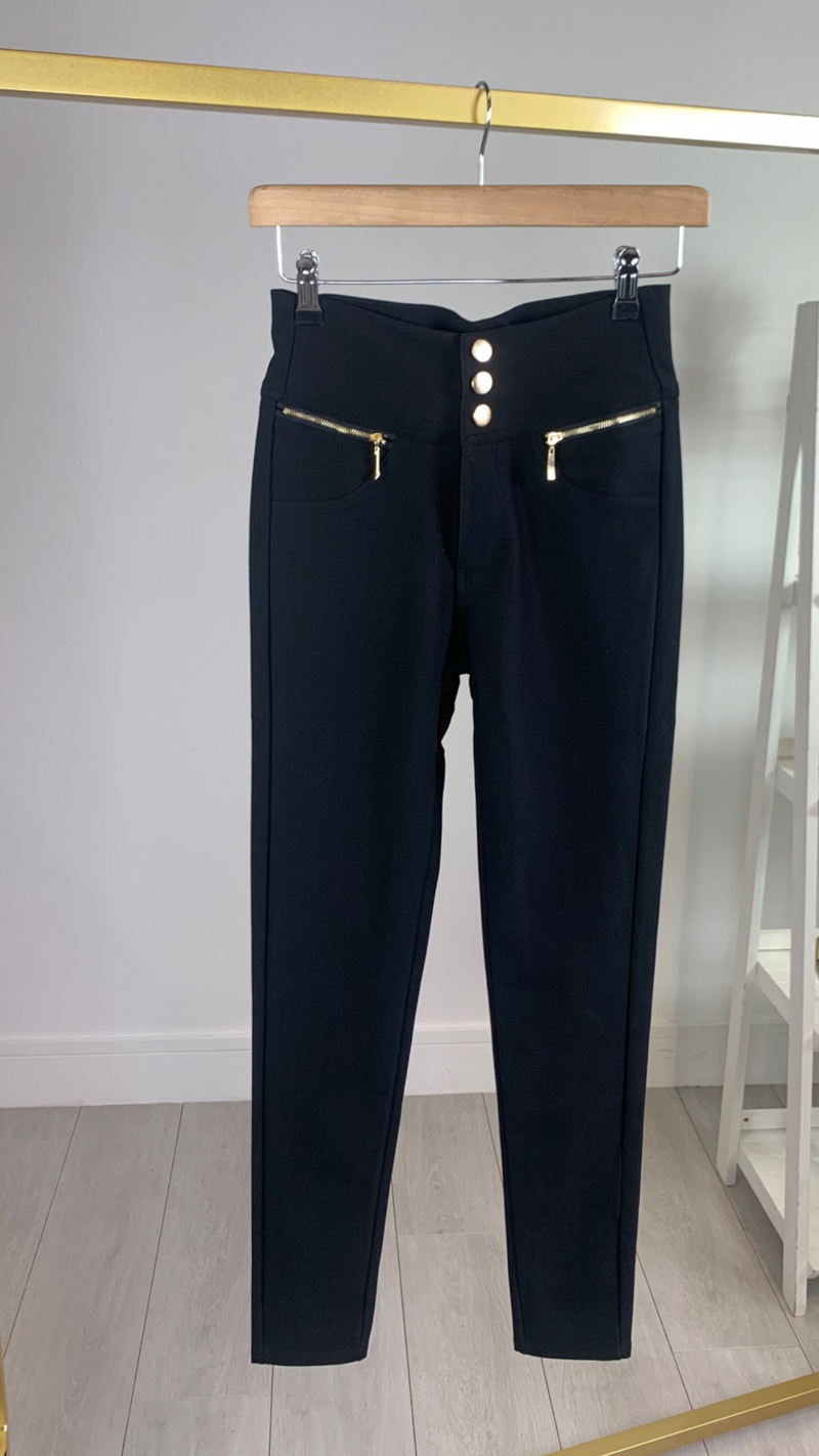 Rory  - Black Button Trouser