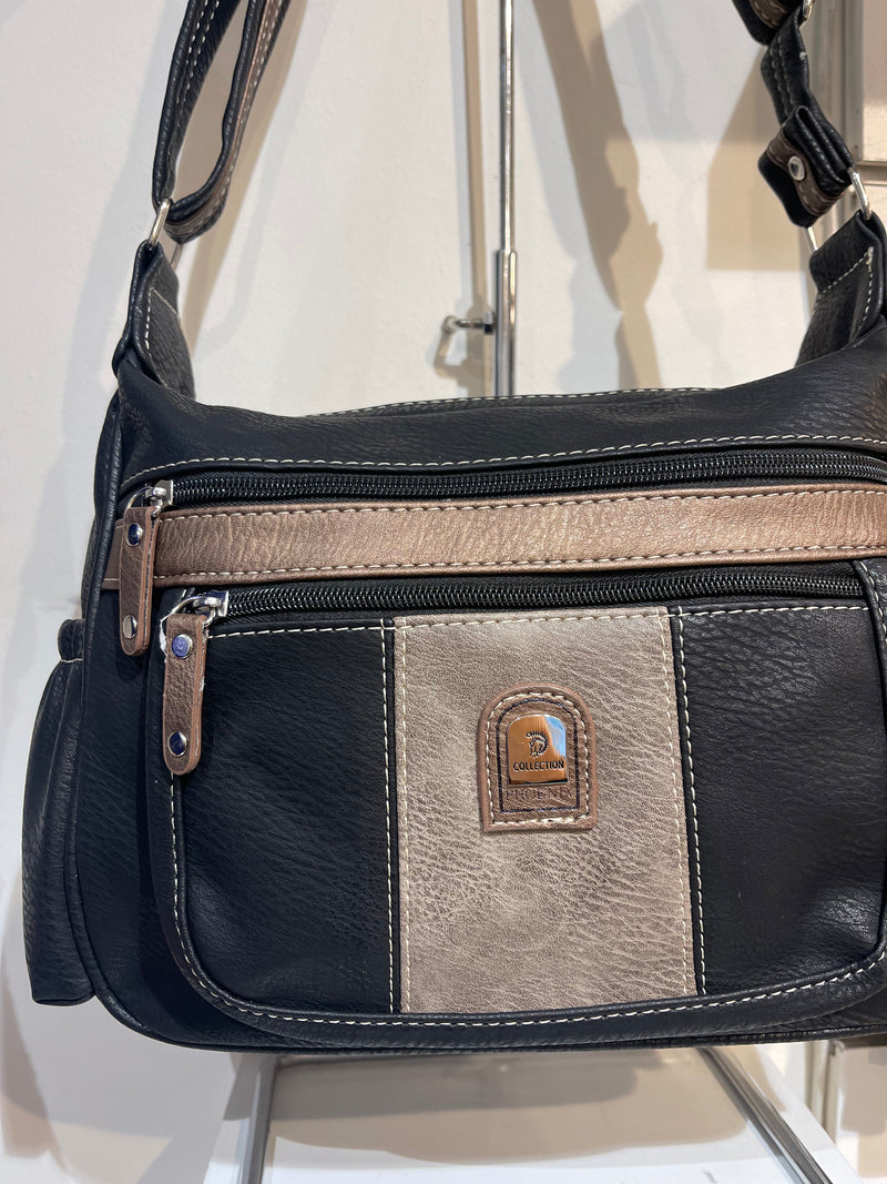Angie - Black Zip Shoulder Bag