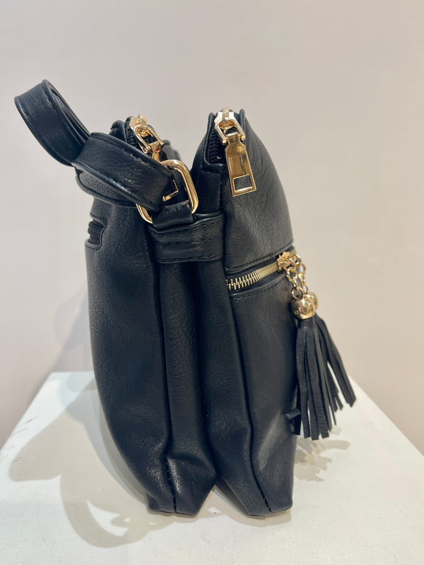 Sian - Navy Twin Zip Crossbody Bag